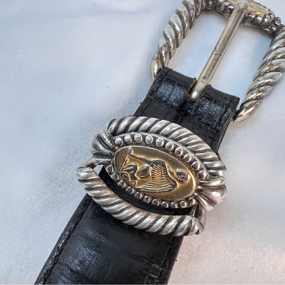 Vintage 90’s BRIGHTON Museum Collection Black Leather Coin Belt SZ M